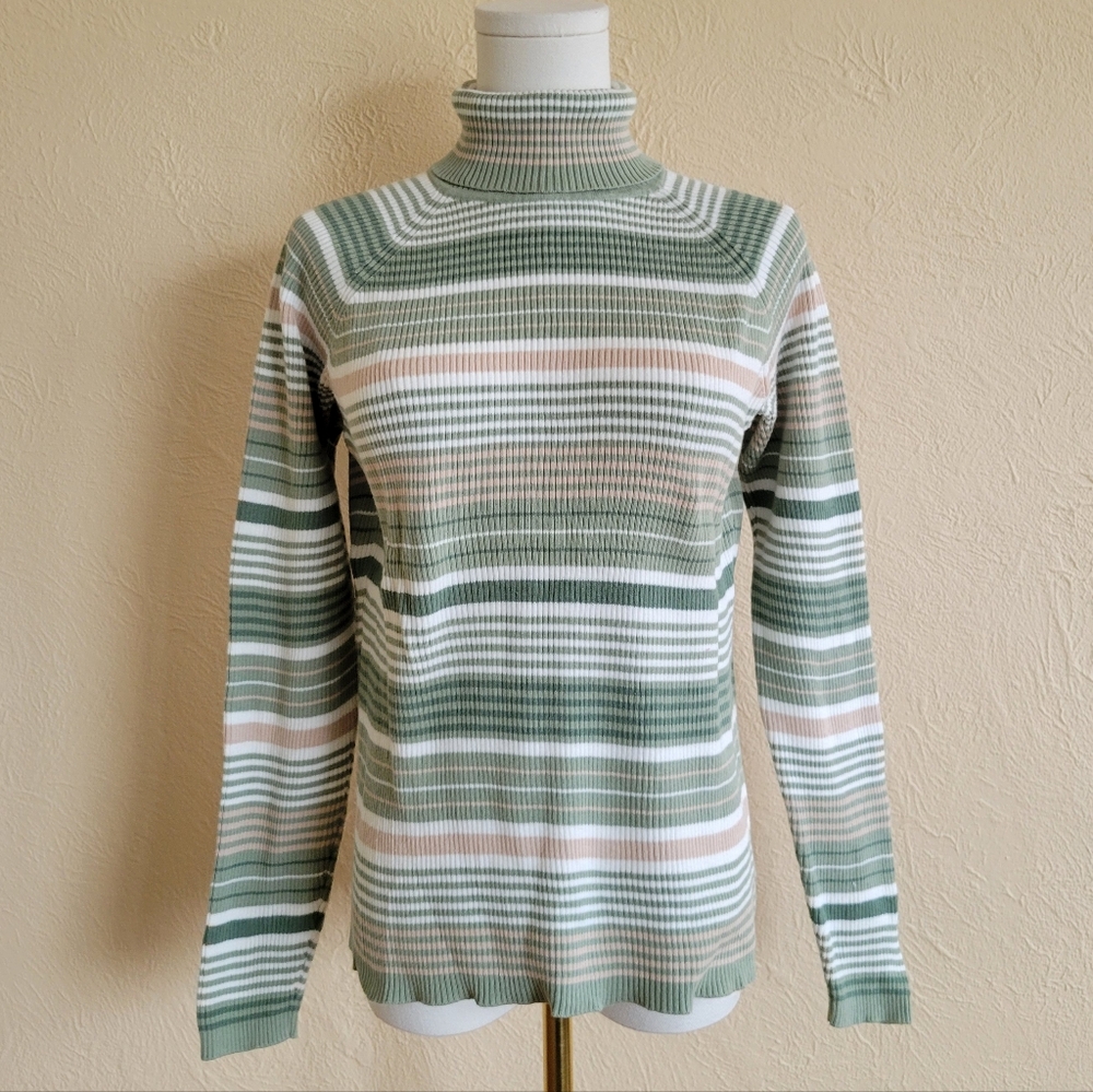 St. Johns Bay | Vintage Striped Rib Knit Turtleneck
